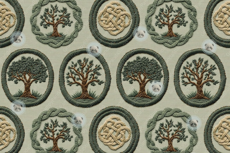 3d Celtic Tree of Life Seamless Pattern, Embroidered Effect Yggdrasil ...