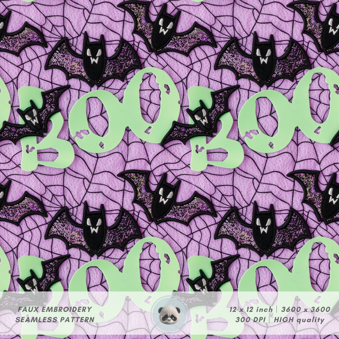 3d Boo Sparkly Bats Seamless Pattern, Halloween Background, Faux ...
