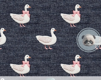 Ganso bordado falso 3D em papel digital jeans para decoração de quarto de bebê em estilo fazenda, diário country, fundo texturizado, arquivo estético feminino