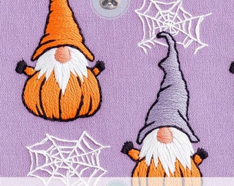 3d Cute Halloween Gnome Seamless Pattern, Embroidered Texture Pumpkin Digital Paper for Spooky Kids Craft, Fall Journal & October Scrapbook