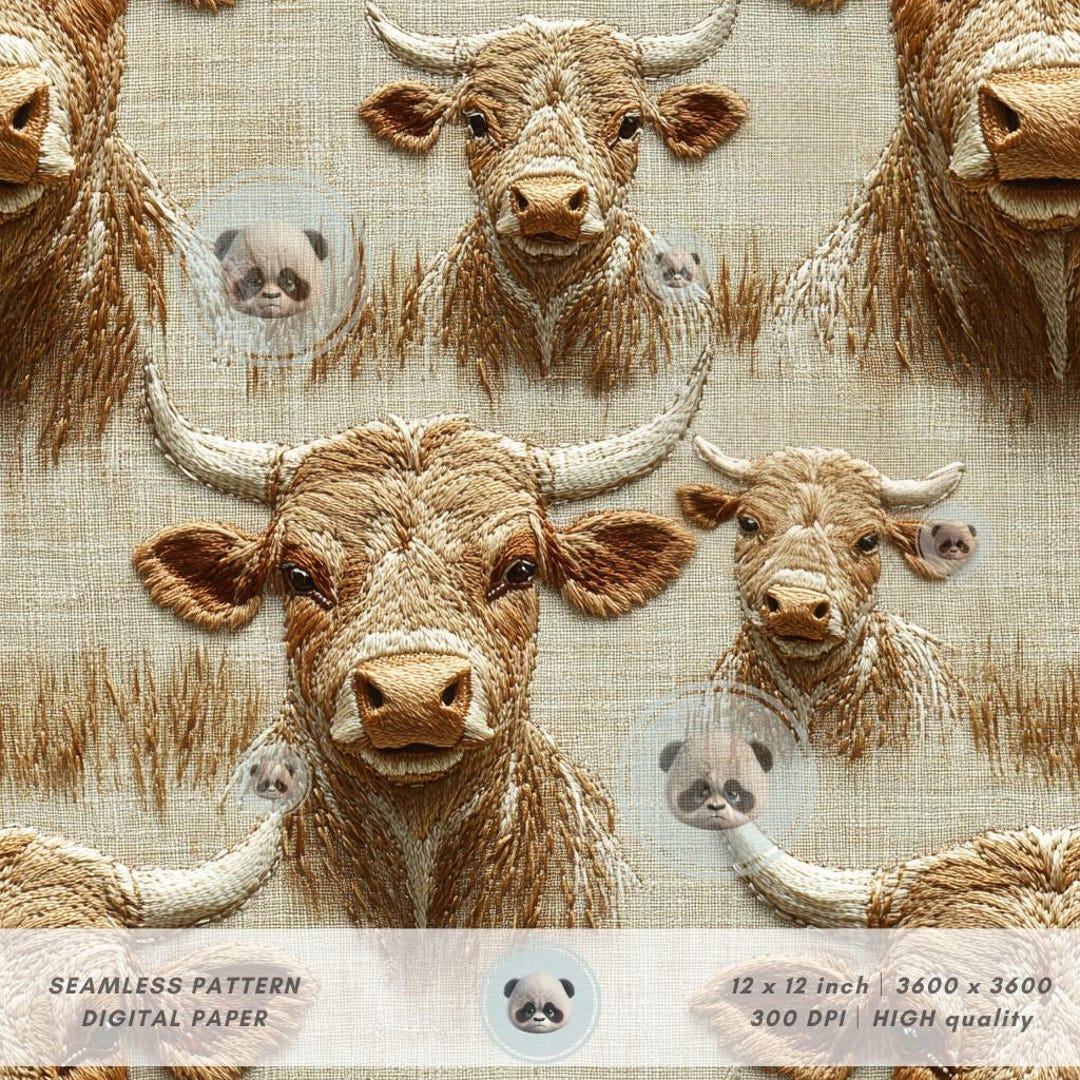 Bull Riding Scrapbook 3d Faux Embroidery Western Bull Seamless File, Cowboy Sublimation ...