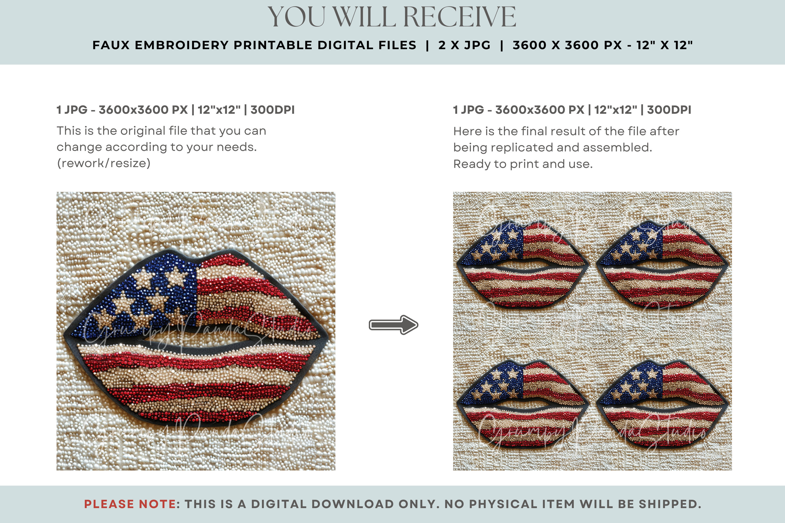3d 4th of July Glitter Rhinestones USA Flag Lips, Seamless Pattern for ...