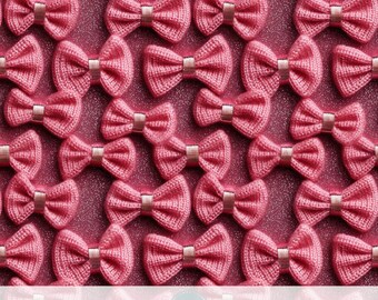 3d Knitted Pink Bow Seamless Fabric, Faux Embroidery Fabric Sublimation Design, Glitter Background, Sparkle Surface, Tumbler Mug Wrap Design