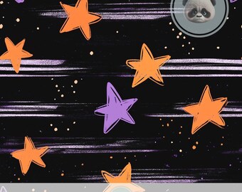 Halloween Spooky Stars Seamless Pattern, Purple Orange Digital Paper for Kids Party Decor, Cute Creepy Cards, Autumn Scrapbooking Pages