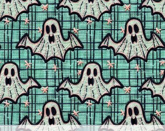 3d Spooky Gingham Ghost, Faux Embroidery Halloween Digital Paper, Checkered Fabric Design, Autumn Crafts, Fall Scrapbook, Sublimation File