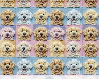 3d Cute Dog Seamless Pattern, Faux Embroidery Puppy Dog Fabric Design, Nursery Pastel Digital Paper, Dog Lovers Gift, Dog Mama Print File