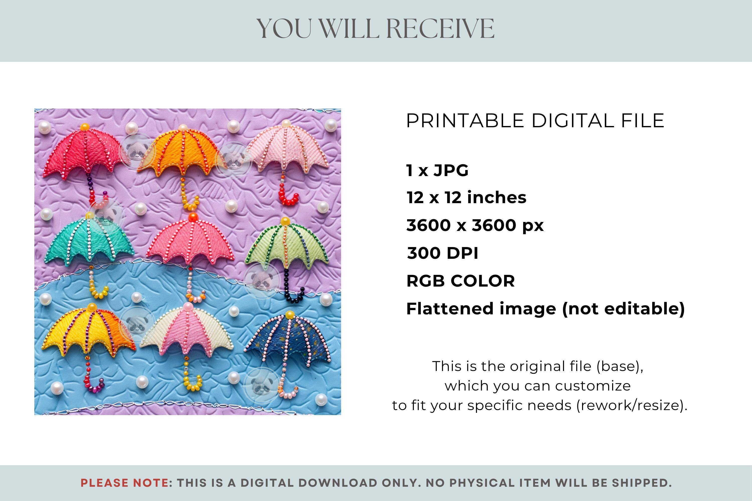 3d Colorful Umbrella Seamless Pattern, Beads and Pearls, Digital Paper ...