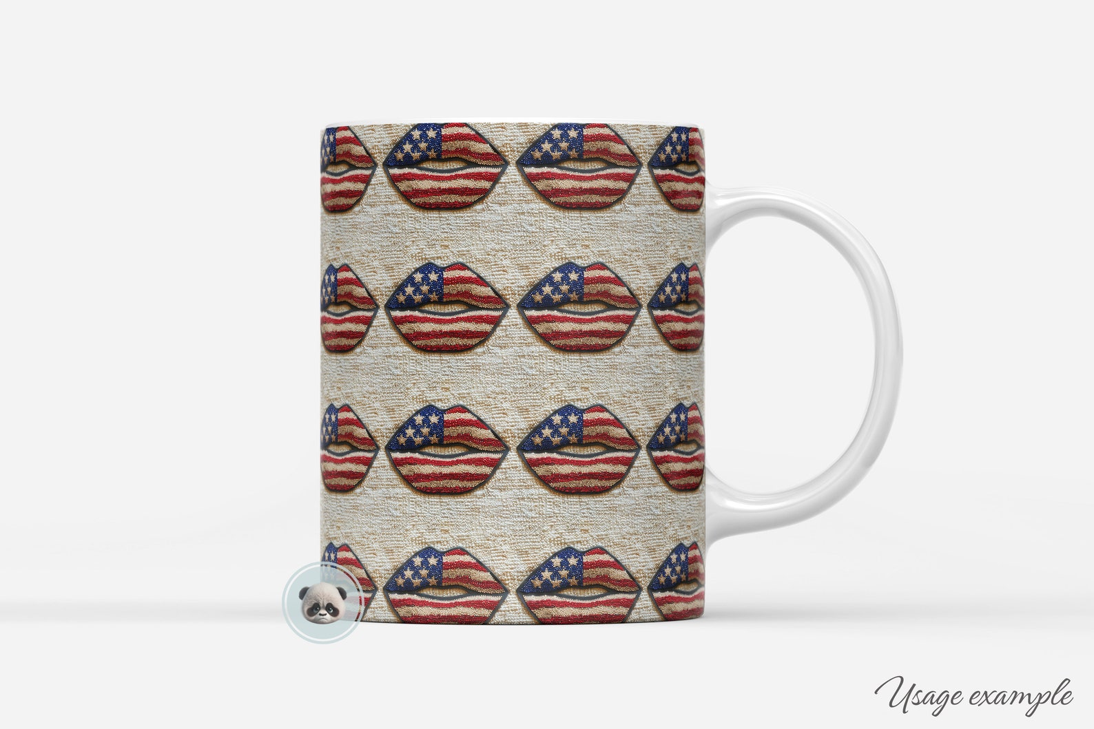 3d 4th of July Glitter Rhinestones USA Flag Lips, Seamless Pattern for ...