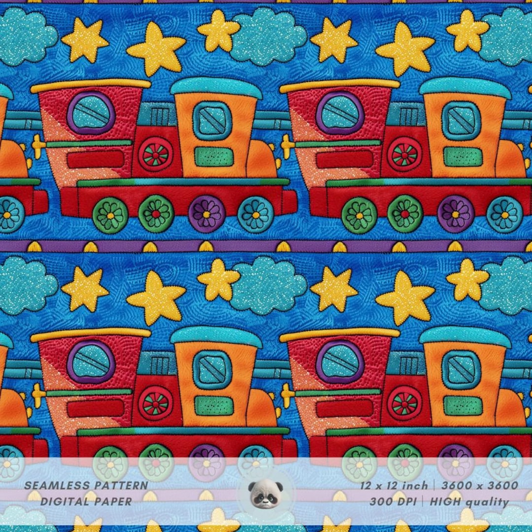 3d Colorful Train Seamless Pattern, Travel Vehicle Digital Paper ...