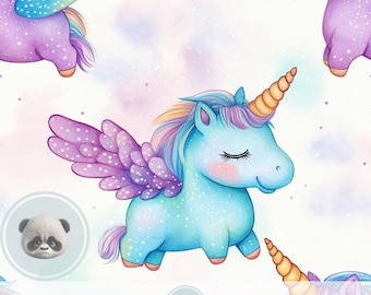 Pastel Baby Unicorn Seamless Pattern, Cute Magical Pegasus Digital Paper for Girls Nursery Crafts, Baby Shower Decor & Kids Birthday Party