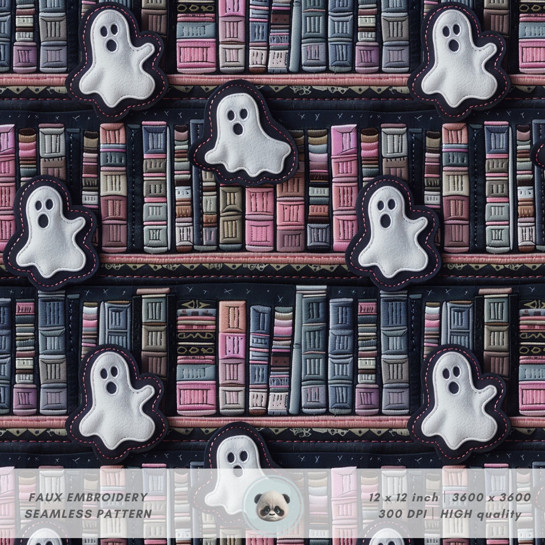 3d Haunted Library Seamless Pattern, Spooky Ghostly Season, Faux ...