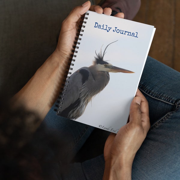 Daily Journal for Men Spiral Notebook with lined pages Coastal bird photography gift for dad meditation notebook for birthday gift journal