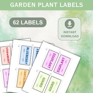 Small Garden Plant Labels, 62 Printable Labels, Herb, Vegetable, Fruit Labels, Digital Download, Gardening Gift, Garden Planning, Label Tags