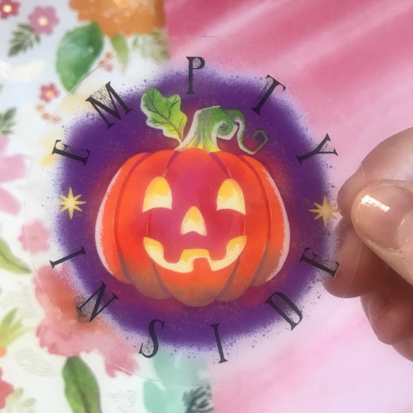 Clear Vinyl Sticker: Jack-o-lantern Empty Inside Sticker | Halloween | Pumpkin
