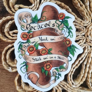 Genomskinlig vinylklistermärke: POTATIS Koka dem, mosa dem, stick dem i en gryta | Sagan om ringen
