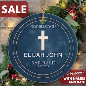Personalized Baptism Ornament boy 2025, Christening Ornament, Navy Cross Baptized Ornament for Boy, Dedicated Custom God Bless Keepsake