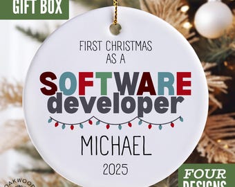 Personalized Software Developer Christmas Ornament 2025, First Christmas as a Software Developer Ornament – Custom Coding Graduation Gift