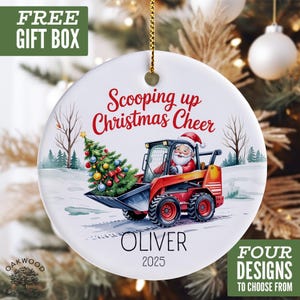 Personalized Skid Steer Christmas Ornament 2025, Custom Construction Truck Gift for Boys Kids Teens, Boys Holiday Keepsake Tree Decoration