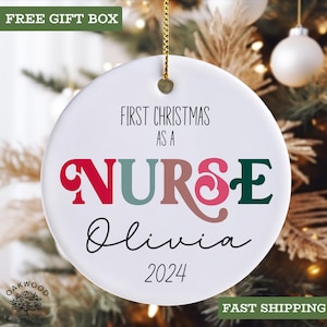 Personalized Nurse Ornament 2025, Nurse Christmas Ornament, First Christmas as a Nurse Gift for Nurse Appreciation Christmas Gift