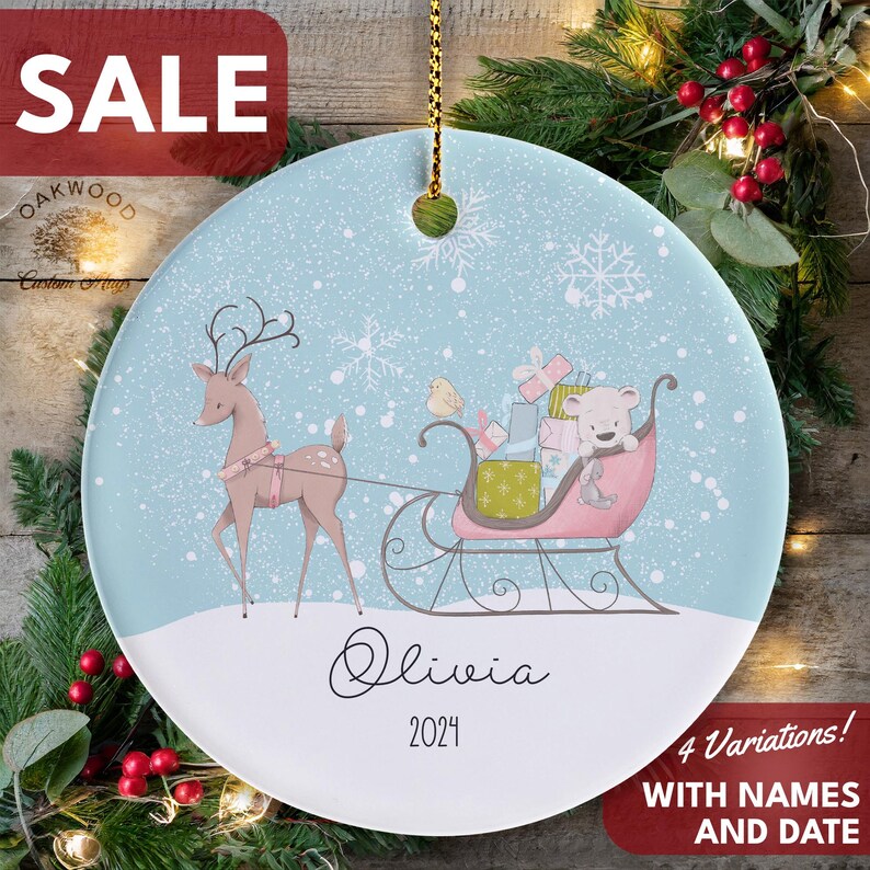 Personalized Baby Girl Ornament 2024, Custom Girls Ornament, Child Name
