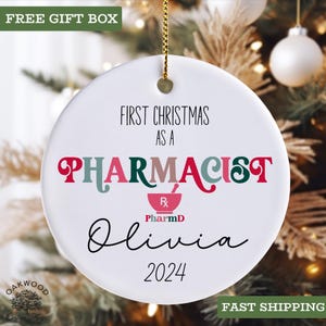 Personalized Pharmacist Ornament 2025, Pharmacist Christmas Ornament, First Christmas as a Pharmacist Gift for Pharmacist Graduation Gift