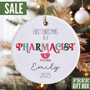 Personalized Pharmacist Ornament 2025, Pharmacist Christmas Ornament, First Christmas as a Pharmacist Gift for Pharmacist Graduation Gift