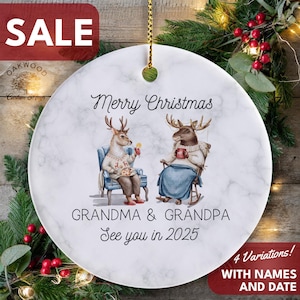 First Christmas as Grandparents Ornament 2025, Grandparent Christmas Ornament, Pregnancy Announcement ornament, Moose Grandparents Ornament