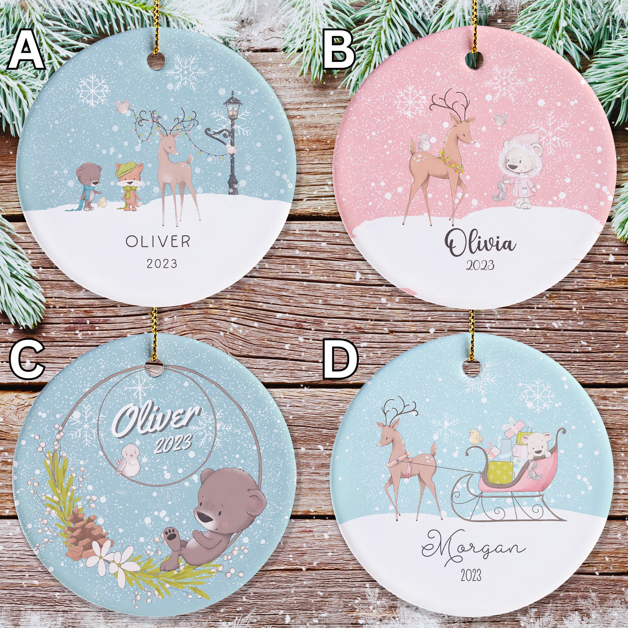 Personalized Girl Name Ornament 2023, Baby Girl Ornament, Child Name Ornament, Girls Christmas