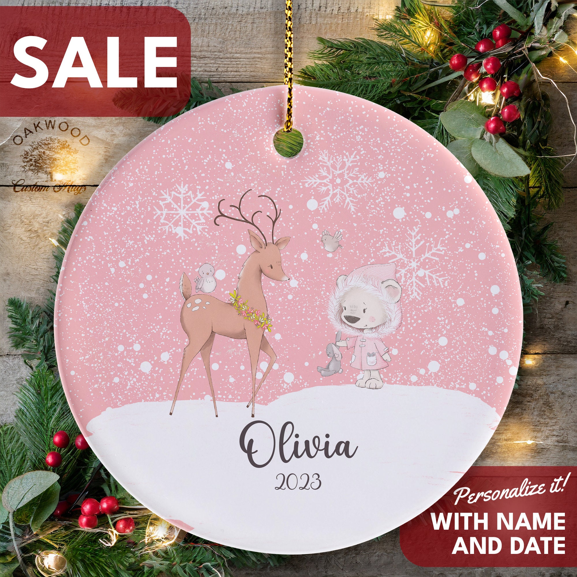 Personalized Girl Name Ornament 2023, Baby Girl Ornament, Child Name