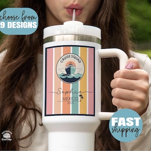 Personalized Cruise Tumblers Cruise Gift Cruising Gift for Cruise 40oz Tumbler Handle Cup Customized Cruise Tumbler Cups Family Cruise Trip