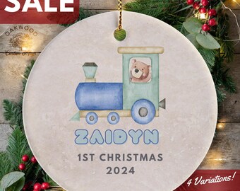 Baby Boy 1st Christmas Ornament Personalized, Custom New Baby Boy Keepsake 2025, Baby Boy Train Ornament, new baby boy gift, Boy Shower Gift