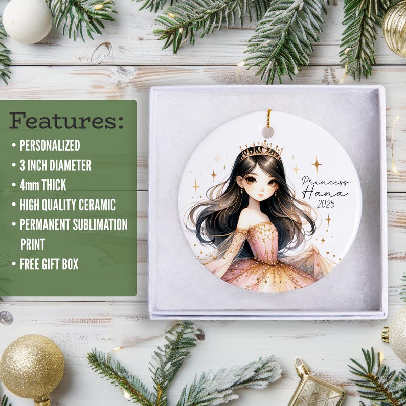 Personalized Princess Ornament – Custom Princess Gift for Girls ...