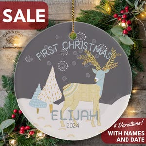 Baby&#39;s First Christmas Ornament personalized, Custom New Baby Boy Keepsake 2025, Cute Deer Ornament, New Baby boy Xmas gift, Boy Shower Gift