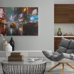 Cyberpunk Cityscape Digital Download - Neon Futuristic Wall Art