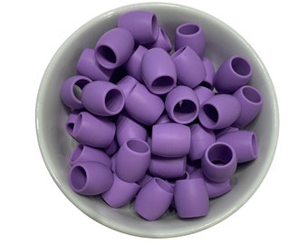 Silicone Rubber Hair Beads - 25 Beads - Medium Purple