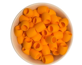 Silicone Rubber Hair Beads - 25 Beads - Chedder Orange