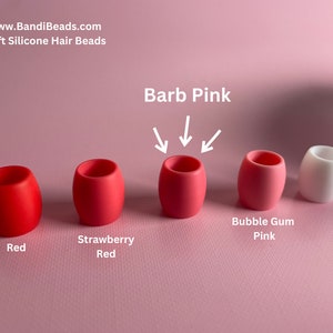 Silicone Rubber Hair Beads 25 Beads Barb Pink image 2