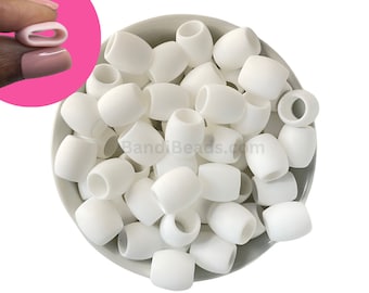 Silicone Rubber Hair Beads - 25 Beads - WHITE