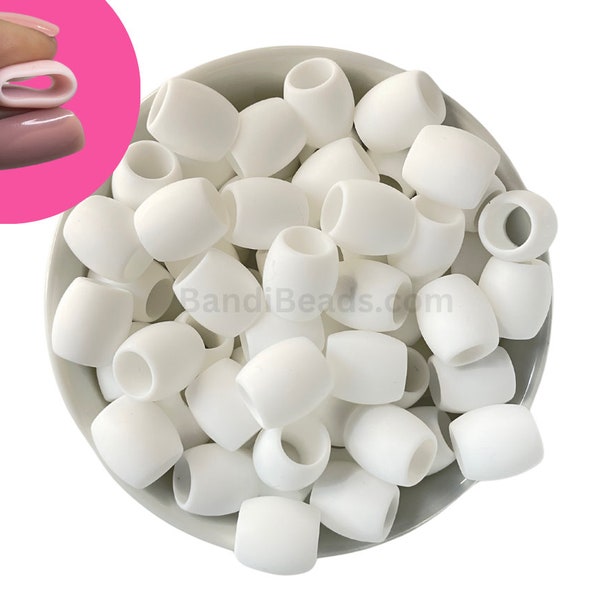 Silicone Rubber Hair Beads - 25 Beads - WHITE