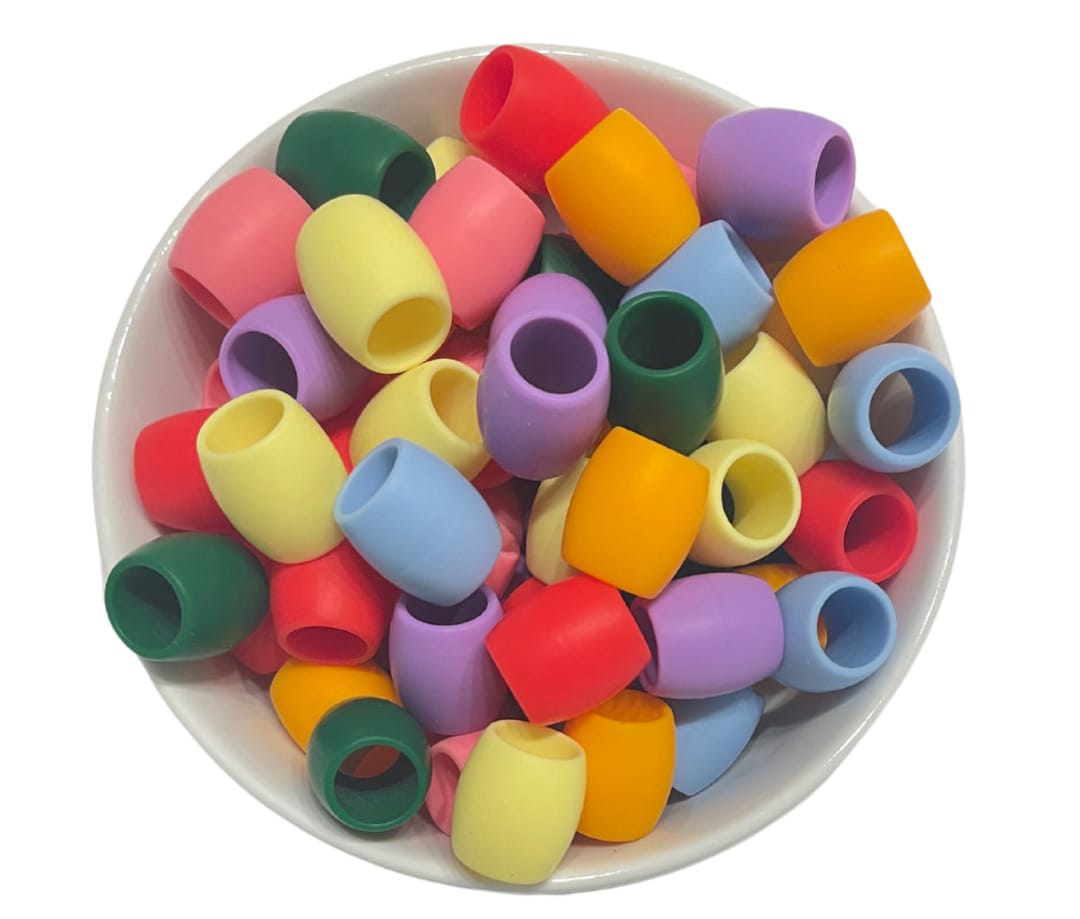Rainbow silicone Rubber Hair Beads 50 Beads Etsy