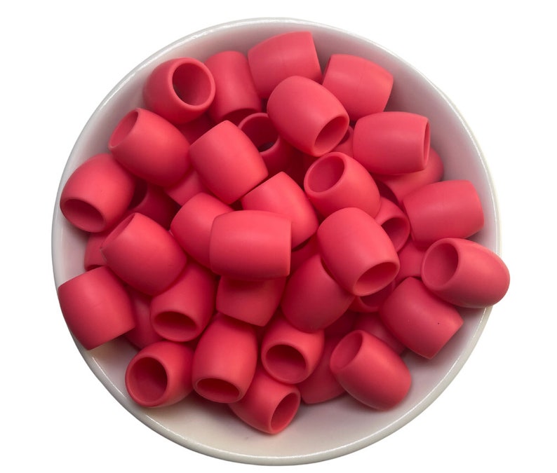 Silicone Rubber Hair Beads 25 Beads Barb Pink image 1