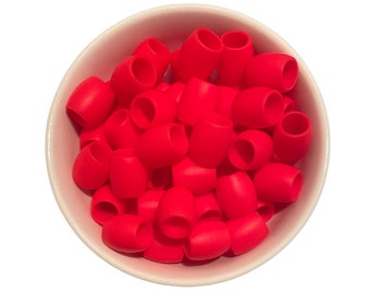 Silicone Rubber Hair Beads - 25 Beads - Red