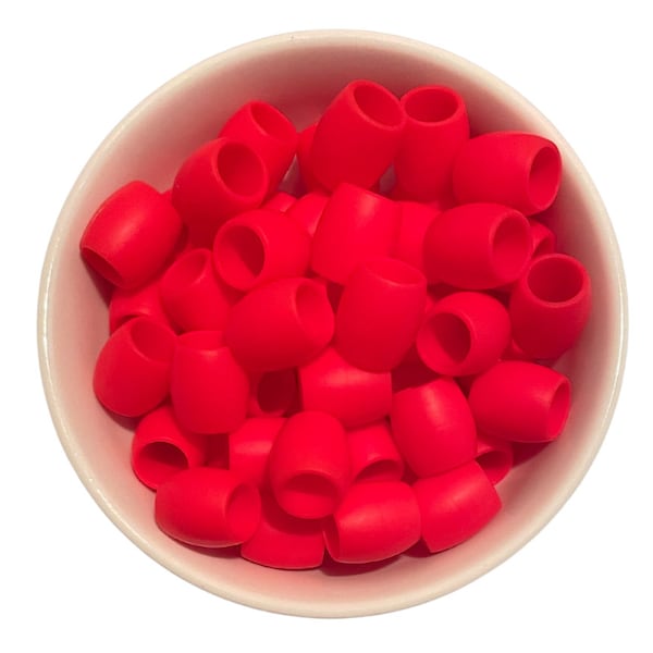 Silicone Rubber Hair Beads - 25 Beads - Red