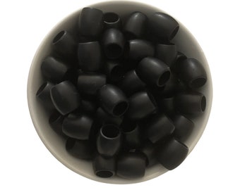 Silicone Rubber Hair Beads - 25 Beads - BLACK