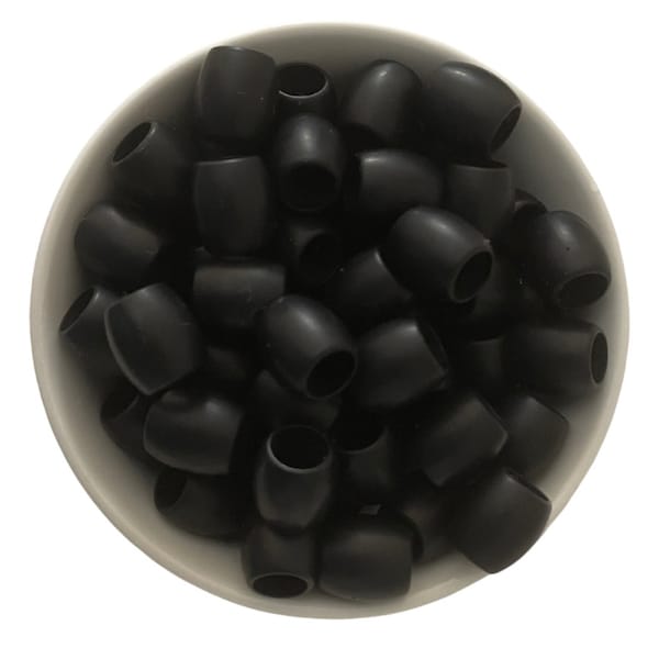 Silicone Rubber Hair Beads - 25 Beads - BLACK