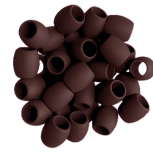 Silicone Rubber Hair Beads - 25 Beads - Chocolate Brown