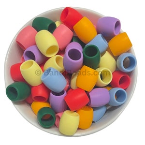 Rainbow -Silicone Rubber Hair Beads - 50 Beads