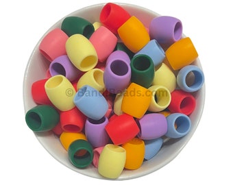 Rainbow -Silicone Rubber Hair Beads - 50 Beads