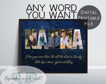Custom Photo Art Print, Personalized wall Art, Personalized Picture gift, Grandma gift, Grandmother gift, Nanna gift, Starry Sky, Galaxy