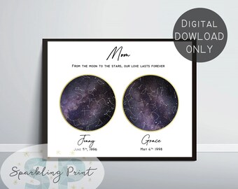 Personalized mother's day gift, Custom Star map, mother and daughter, mother and son, gift for mum birthday gift, starry sky by date print